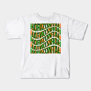 Horizontal Waves Typography (Green Orange) Kids T-Shirt